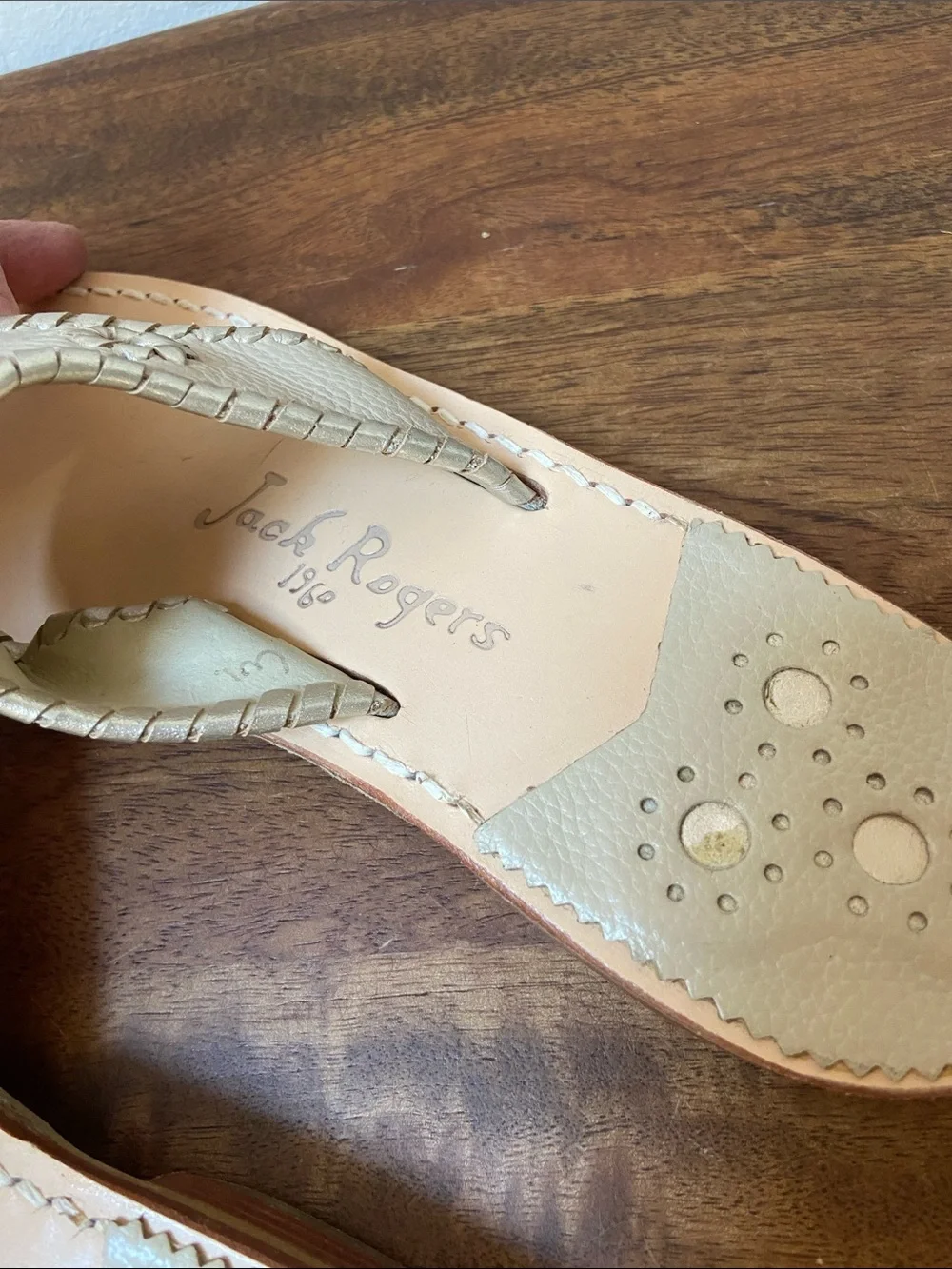 Jack Rogers Women's Hamptons Sandal Beige and Gold